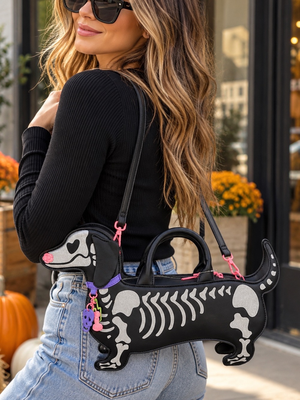 Betsey Johnson - XOBARK Bone to Be Wild | Dachshund Skeleton Crossbody Bag - NWT